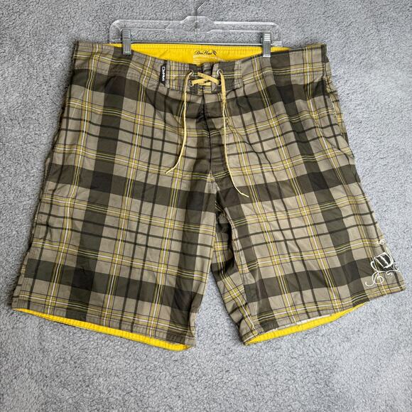 Da Hui Swim Trunks Mens Size 38-40 Plaid Board Shorts - Picture 1 of 13